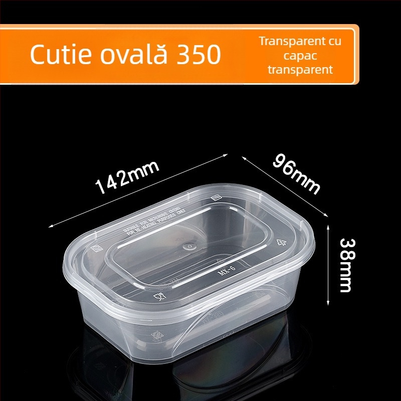 Cutie de take-out dreptunghiulară, din plastic transparent, de calitate alimentară, 300 buc