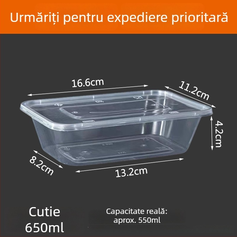 Cutie de take-out dreptunghiulară, din plastic transparent, de calitate alimentară, 300 buc