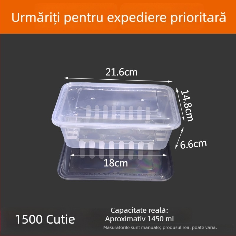 Cutie de take-out dreptunghiulară, din plastic transparent, de calitate alimentară, 300 buc