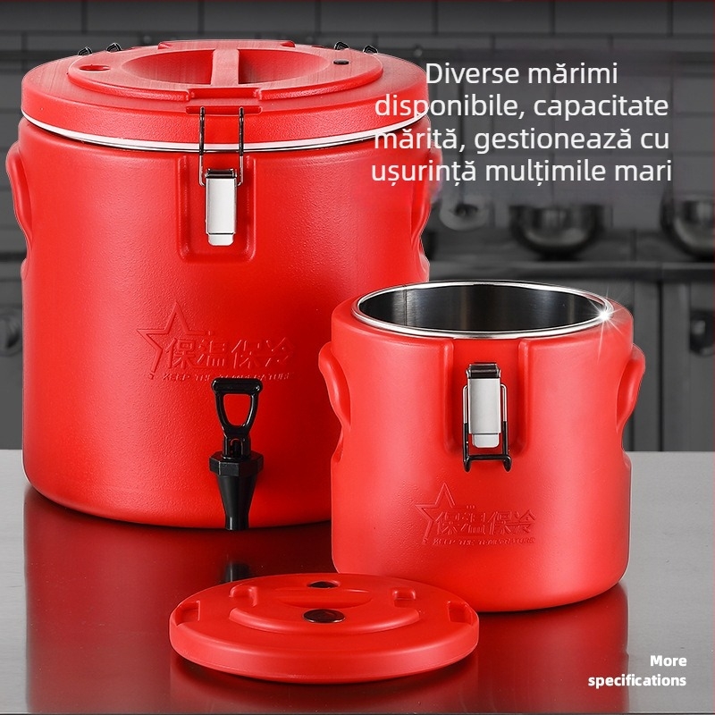Găleată PE izolație, capacitate mare (6 L), pentru uz casnic, păstrează căldura la supe și piure, găleată pentru cantină, găleată pentru baie a picioarelor, potrivită pentru vânzare stradală