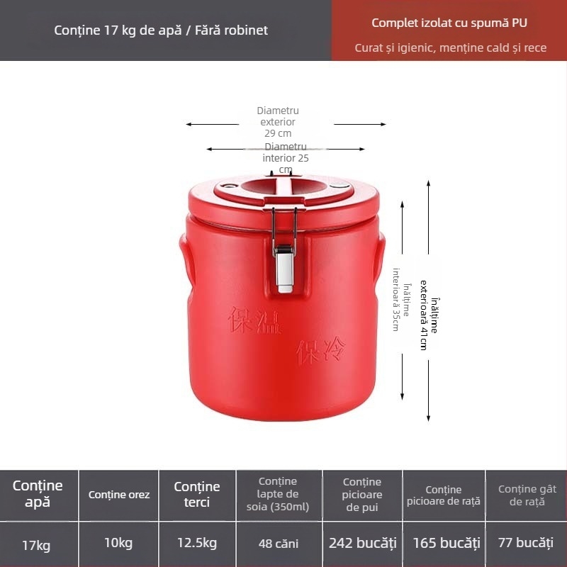 Găleată PE izolație, capacitate mare (6 L), pentru uz casnic, păstrează căldura la supe și piure, găleată pentru cantină, găleată pentru baie a picioarelor, potrivită pentru vânzare stradală
