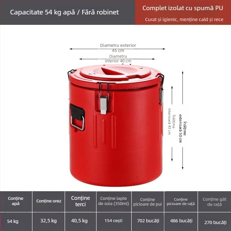 Găleată PE izolație, capacitate mare (6 L), pentru uz casnic, păstrează căldura la supe și piure, găleată pentru cantină, găleată pentru baie a picioarelor, potrivită pentru vânzare stradală