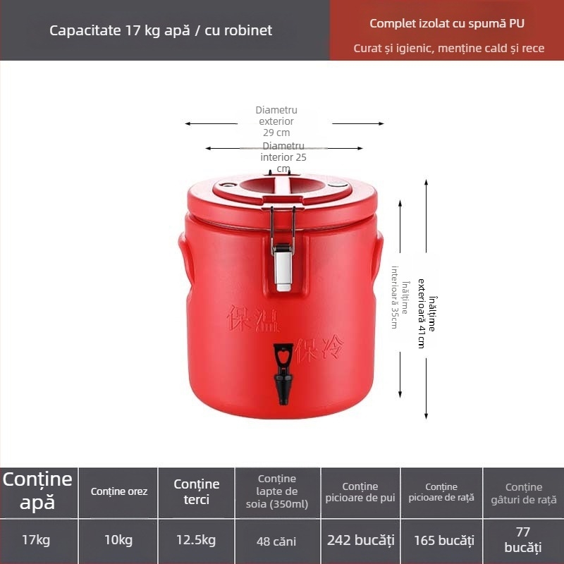 Găleată PE izolație, capacitate mare (6 L), pentru uz casnic, păstrează căldura la supe și piure, găleată pentru cantină, găleată pentru baie a picioarelor, potrivită pentru vânzare stradală