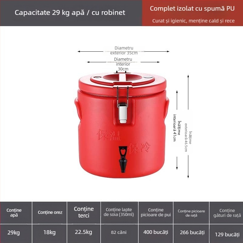 Găleată PE izolație, capacitate mare (6 L), pentru uz casnic, păstrează căldura la supe și piure, găleată pentru cantină, găleată pentru baie a picioarelor, potrivită pentru vânzare stradală