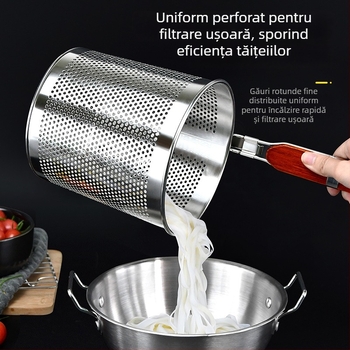 Coș de paste din oțel inoxidabil cu filtru – sită de bucătărie pentru fierbere și scurgere paste și legume
