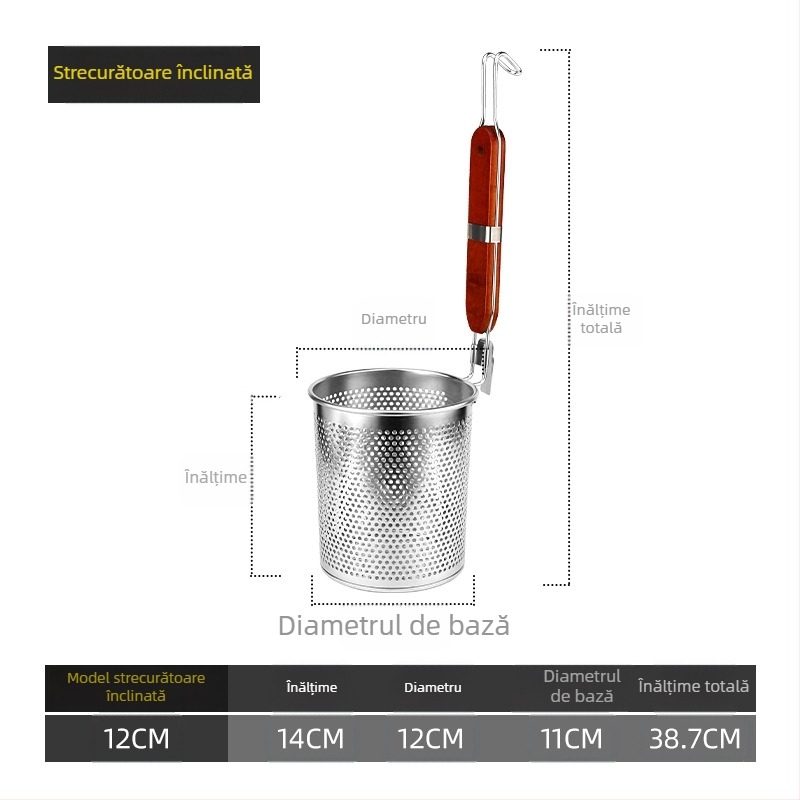 Coș de paste din oțel inoxidabil cu filtru – sită de bucătărie pentru fierbere și scurgere paste și legume
