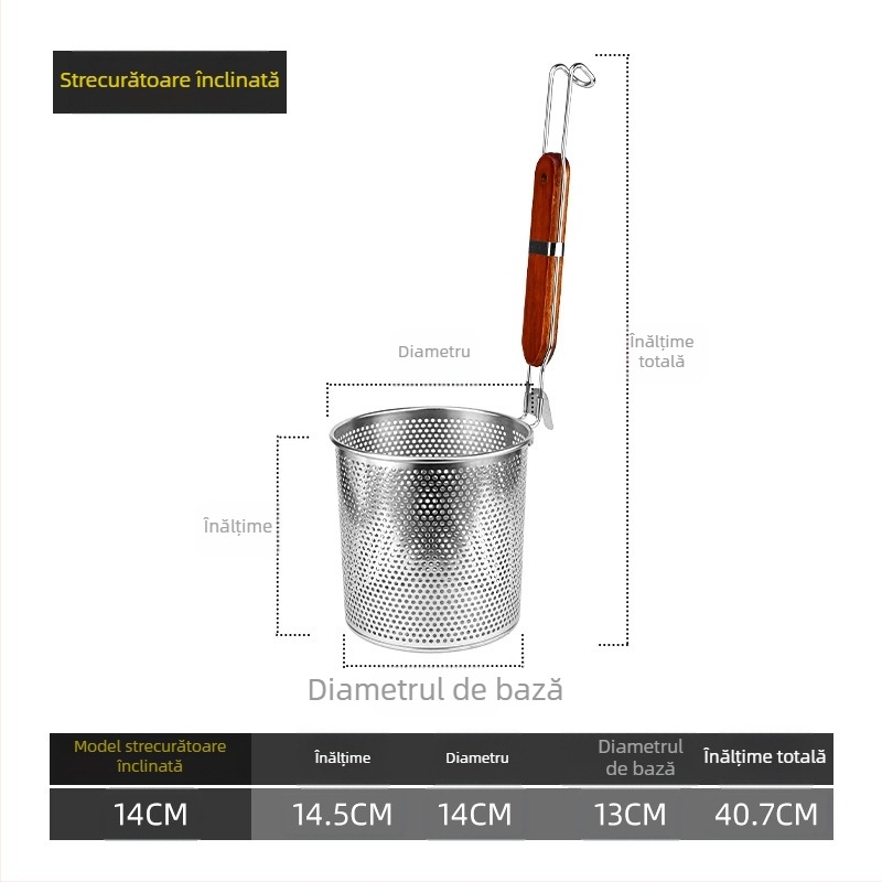 Coș de paste din oțel inoxidabil cu filtru – sită de bucătărie pentru fierbere și scurgere paste și legume