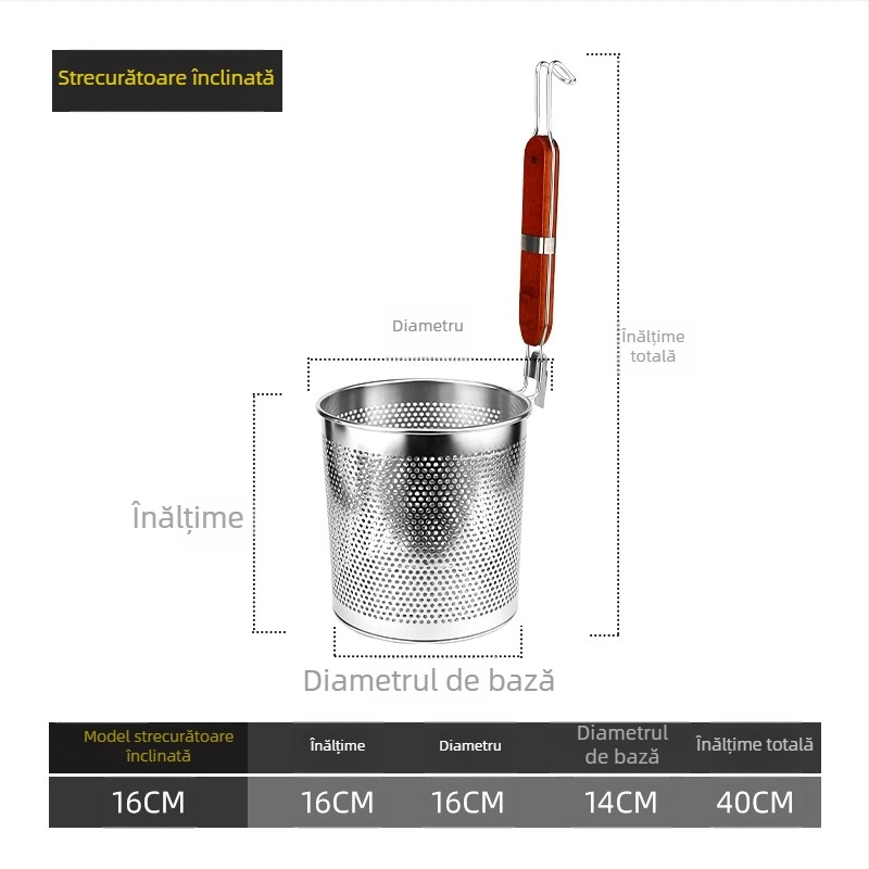 Coș de paste din oțel inoxidabil cu filtru – sită de bucătărie pentru fierbere și scurgere paste și legume