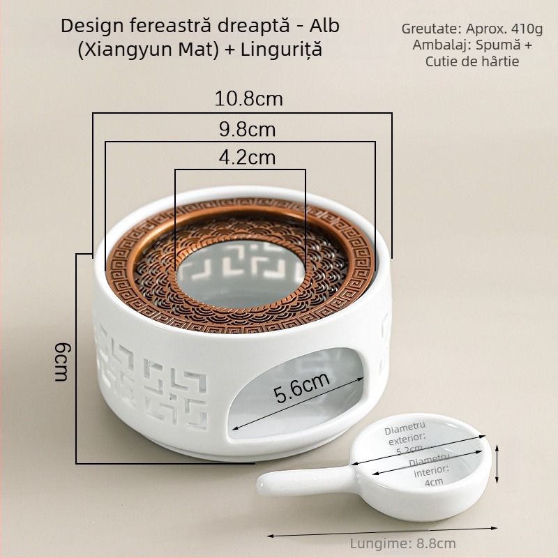 Încălzitor ceramic pentru ceai, încălzire cu lumânare, bază izolatoare pentru ceainic din sticlă, design decorativ cu grilaj tip fereastră