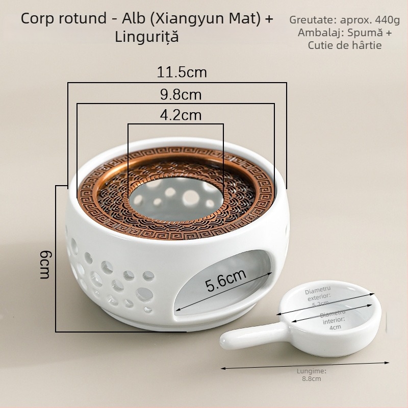 Încălzitor ceramic pentru ceai, încălzire cu lumânare, bază izolatoare pentru ceainic din sticlă, design decorativ cu grilaj tip fereastră
