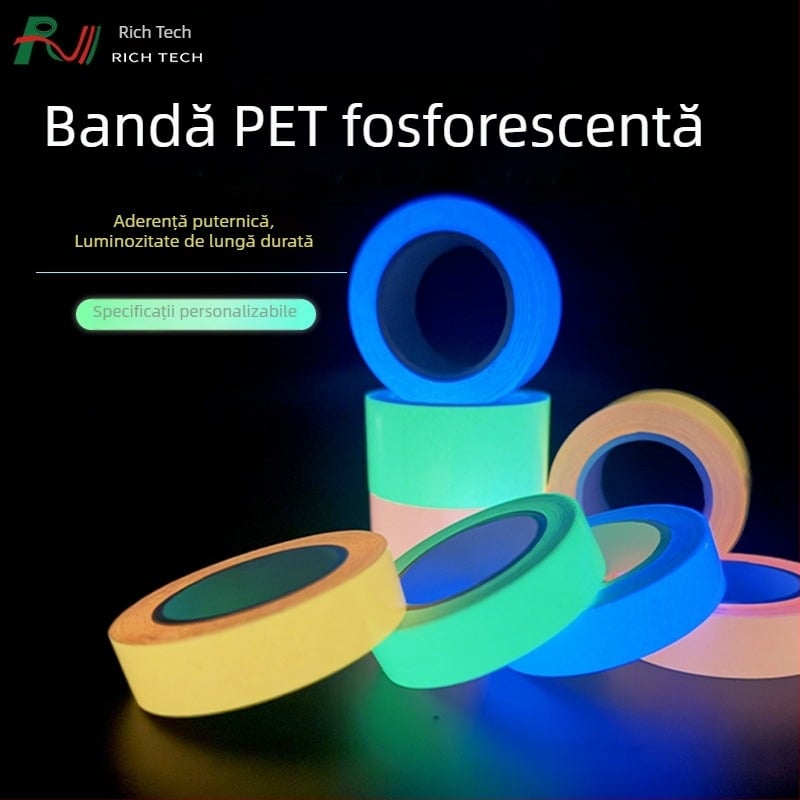 Bandă PET fosforescentă auto-luminantă, avertizare de securitate în culori vii, pentru urgențe și securitatea la incendiu, 3 m