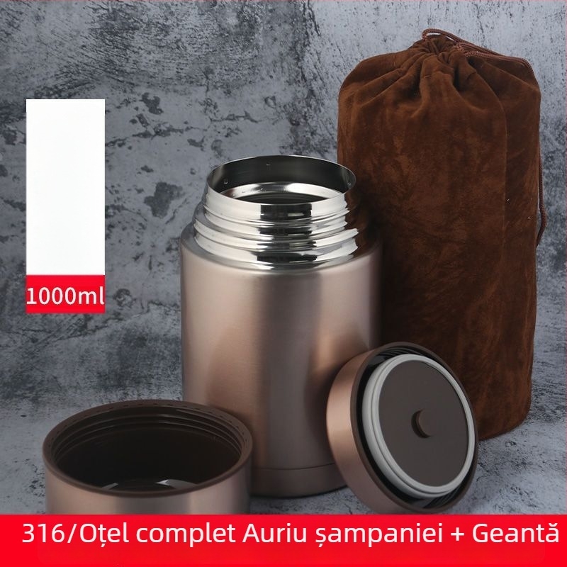 Cutie izolată pentru prânz din oțel inoxidabil 316, portabilă, fără curent electric, capacitate mare