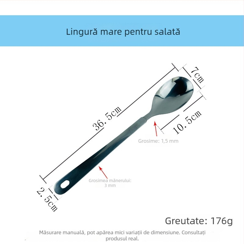 Set din oțel inoxidabil pentru servire salată: lingură de servire, furculiță de salată, furculiță de servire, strecurătoare de servire