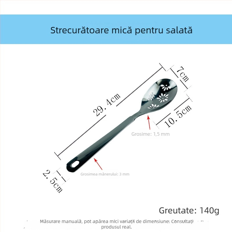 Set din oțel inoxidabil pentru servire salată: lingură de servire, furculiță de salată, furculiță de servire, strecurătoare de servire