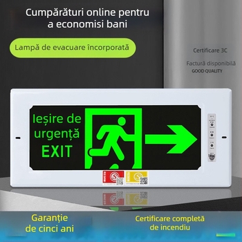 Lumină de urgență pentru incendiu cu LED încorporat, indicator de ieșire sigură și semn de traseu de evacuare (montaj încastrat)