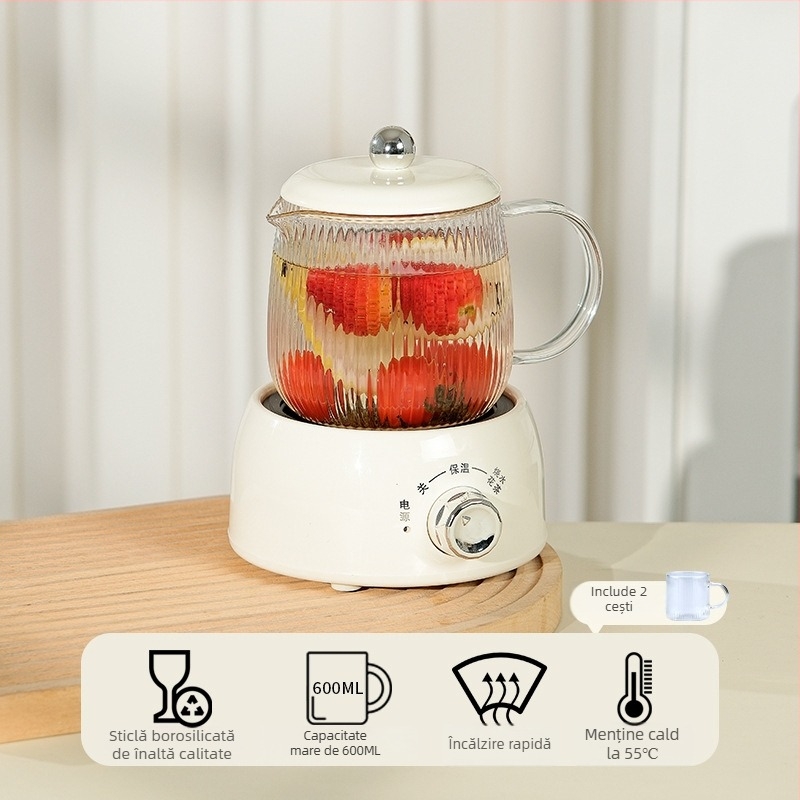 Ceainic electric din sticlă, 600 ml, pentru casă și birou, aparat de preparare a ceaiului și infuzie