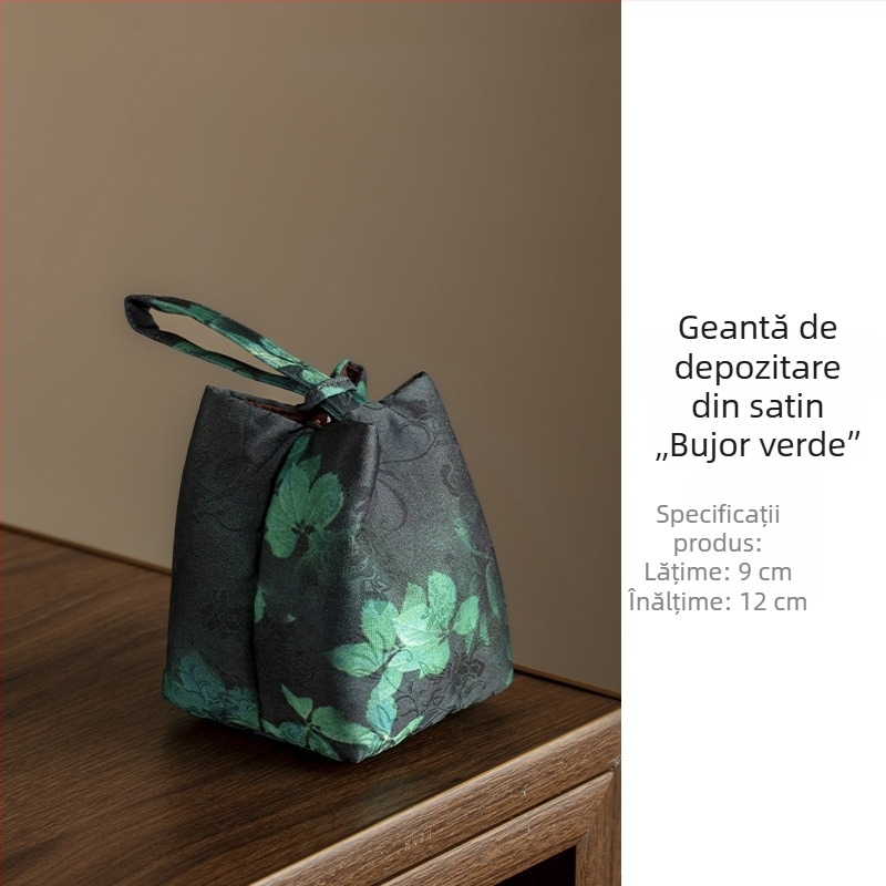 Geantă de transport din material textil pentru set de ceai și ceainic, căptușită, stil premium
