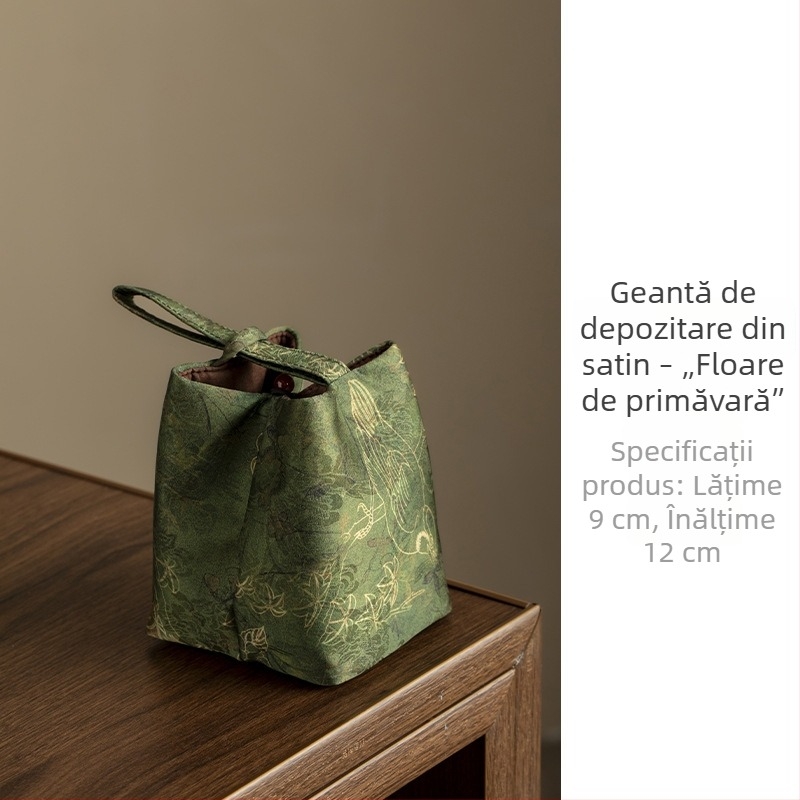 Geantă de transport din material textil pentru set de ceai și ceainic, căptușită, stil premium