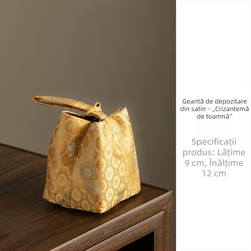 Geantă de transport din material textil pentru set de ceai și ceainic, căptușită, stil premium