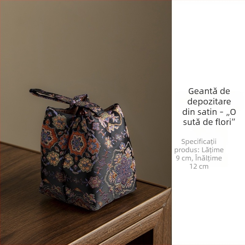 Geantă de transport din material textil pentru set de ceai și ceainic, căptușită, stil premium