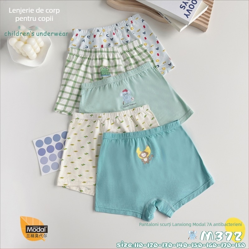 FOB Valley Bear Boxeri pentru copii din modal – fără cusături, 95% modal, 3–8 ani (100–140 cm)