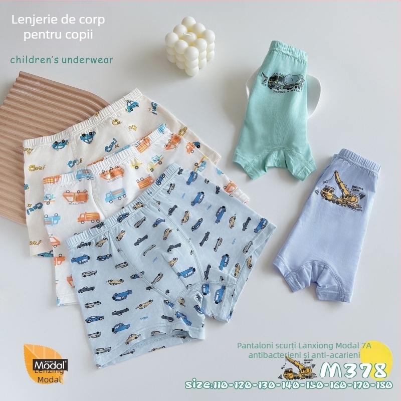 FOB Valley Bear Boxeri pentru copii din modal – fără cusături, 95% modal, 3–8 ani (100–140 cm)
