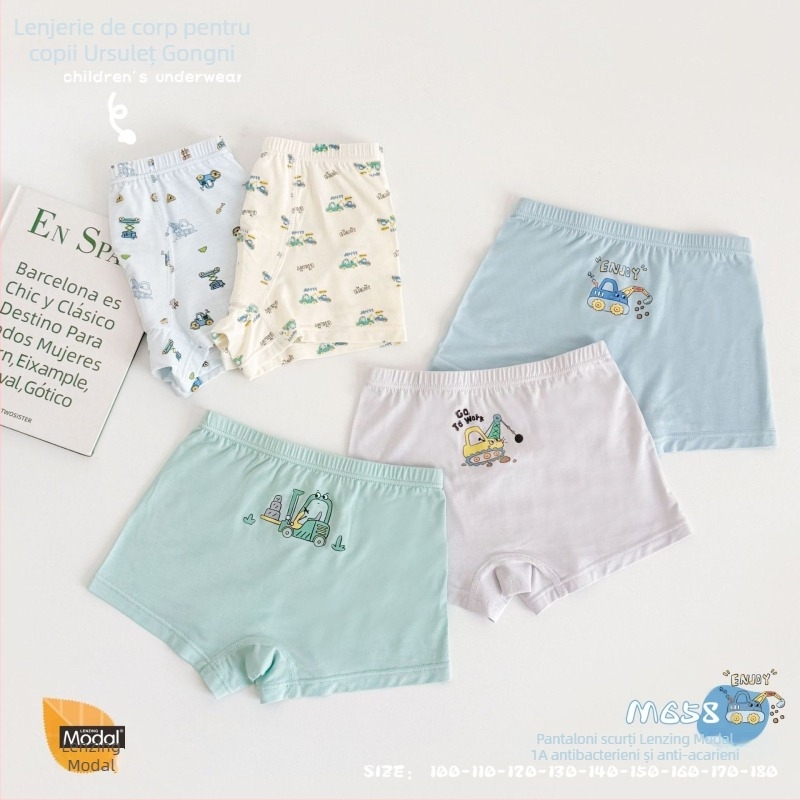 FOB Valley Bear Boxeri pentru copii din modal – fără cusături, 95% modal, 3–8 ani (100–140 cm)