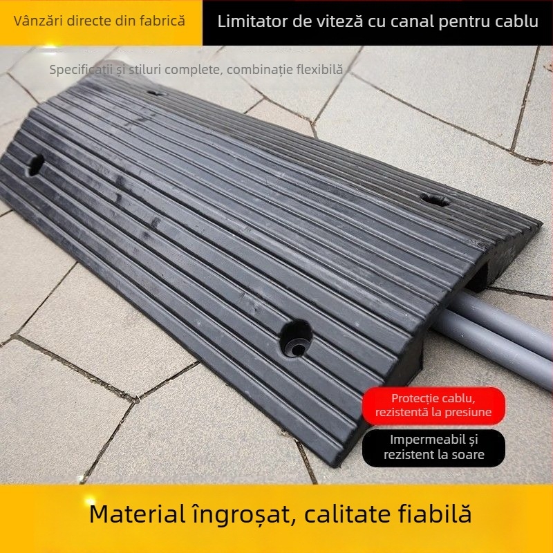Prag de canal cablu tip pod, pantă dublă, protecție cabluri, rampă auto și limitator de viteză