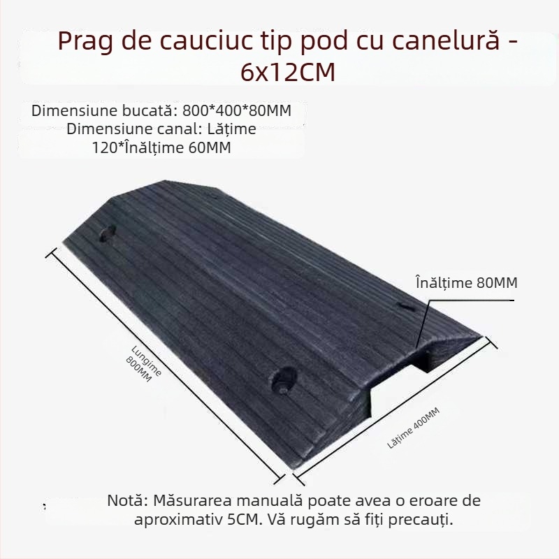 Prag de canal cablu tip pod, pantă dublă, protecție cabluri, rampă auto și limitator de viteză