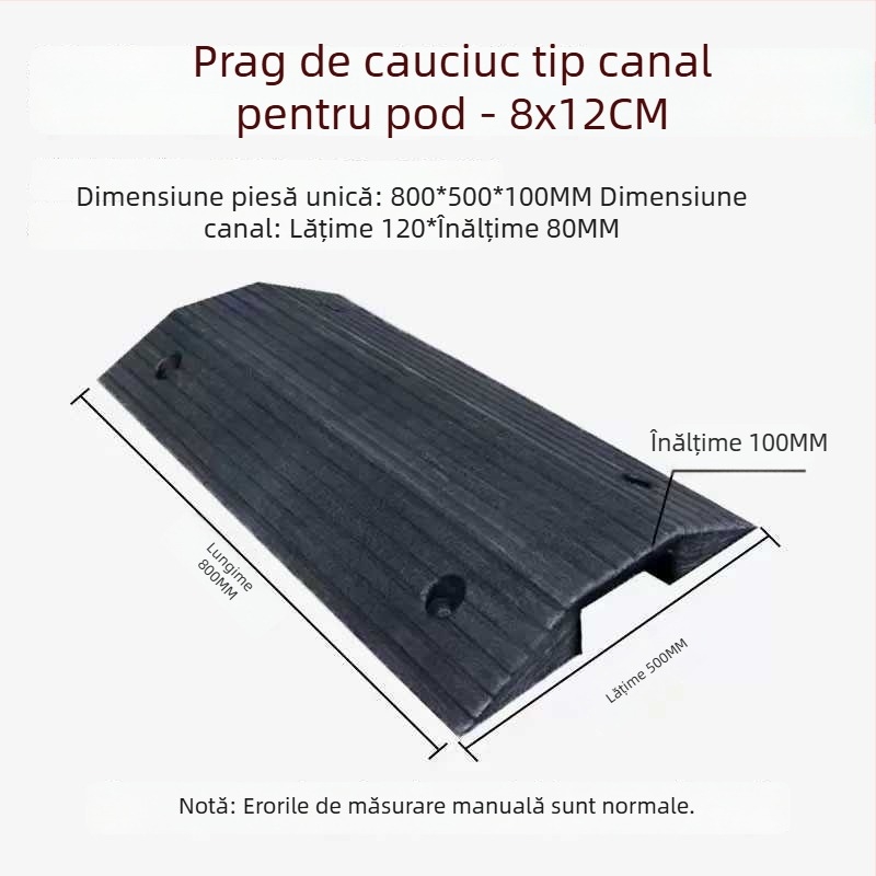Prag de canal cablu tip pod, pantă dublă, protecție cabluri, rampă auto și limitator de viteză
