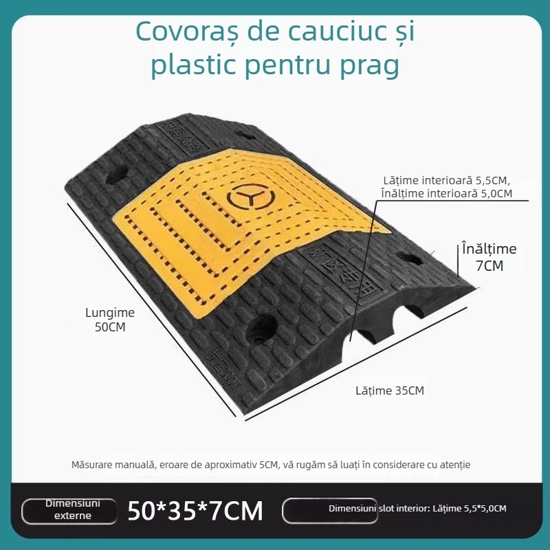 Prag de canal cablu tip pod, pantă dublă, protecție cabluri, rampă auto și limitator de viteză