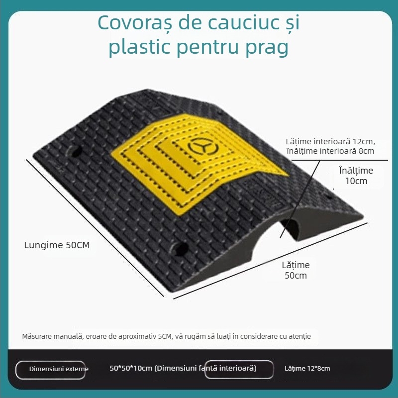 Prag de canal cablu tip pod, pantă dublă, protecție cabluri, rampă auto și limitator de viteză