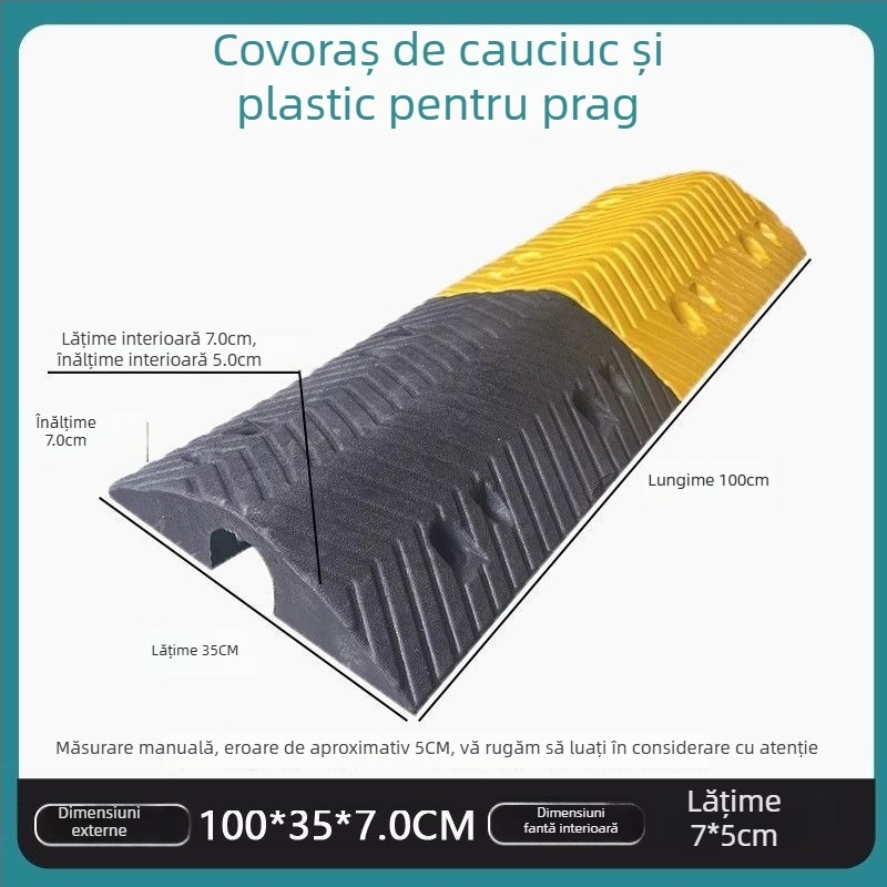 Prag de canal cablu tip pod, pantă dublă, protecție cabluri, rampă auto și limitator de viteză