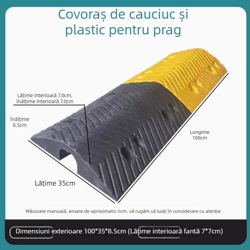 Prag de canal cablu tip pod, pantă dublă, protecție cabluri, rampă auto și limitator de viteză