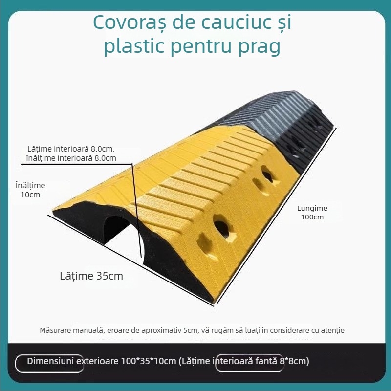 Prag de canal cablu tip pod, pantă dublă, protecție cabluri, rampă auto și limitator de viteză