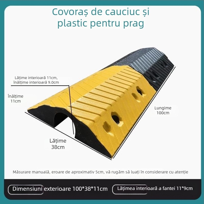 Prag de canal cablu tip pod, pantă dublă, protecție cabluri, rampă auto și limitator de viteză