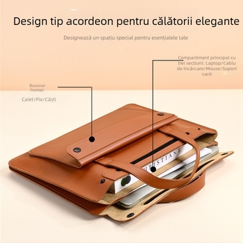 Geantă pentru laptop în stil acordeon, cu capacitate mare și mai multe compartimente pentru depozitare organizată, potrivită pentru deplasări și afaceri, încăpătoare pentru laptop și tabletă.