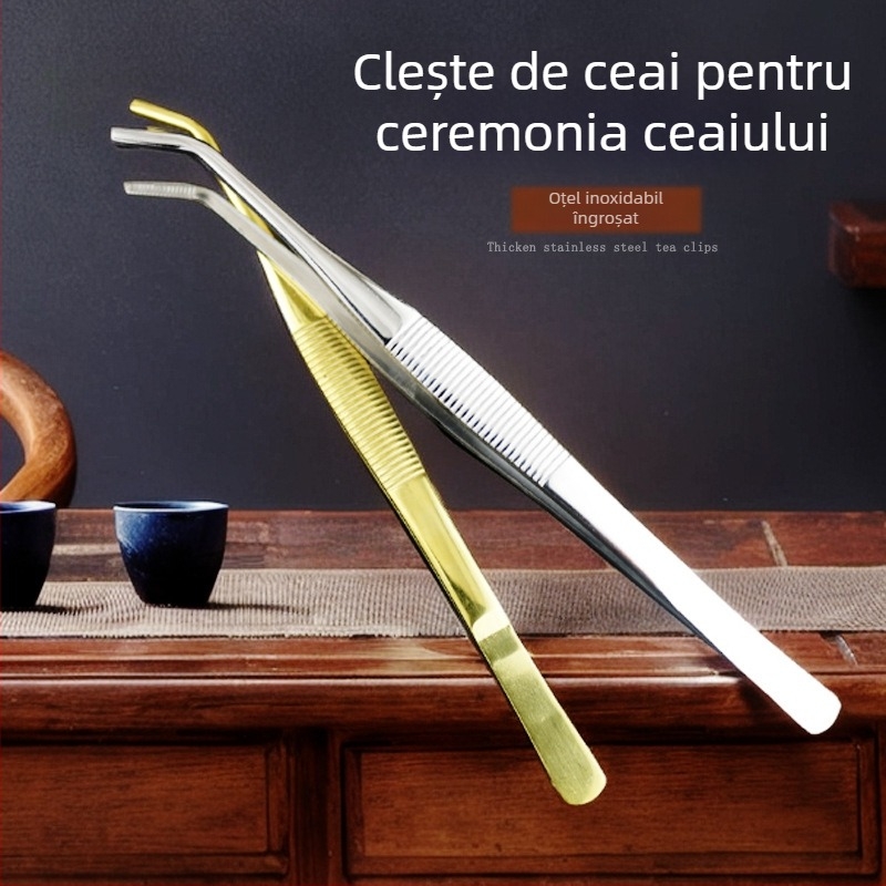 Clips pentru ceai din oțel inoxidabil 304, cu clește extins pentru prepararea ceaiului în aer liber și ceremonii de ceai