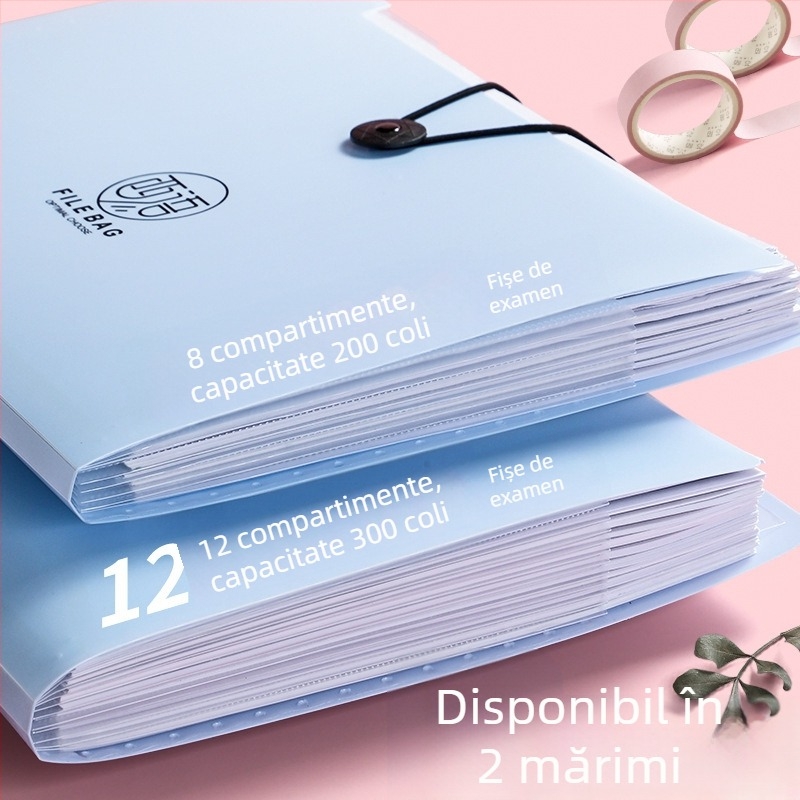Dosar acordeon A4 pentru birou, organizator pentru lucrări ale elevilor, capacitate mare