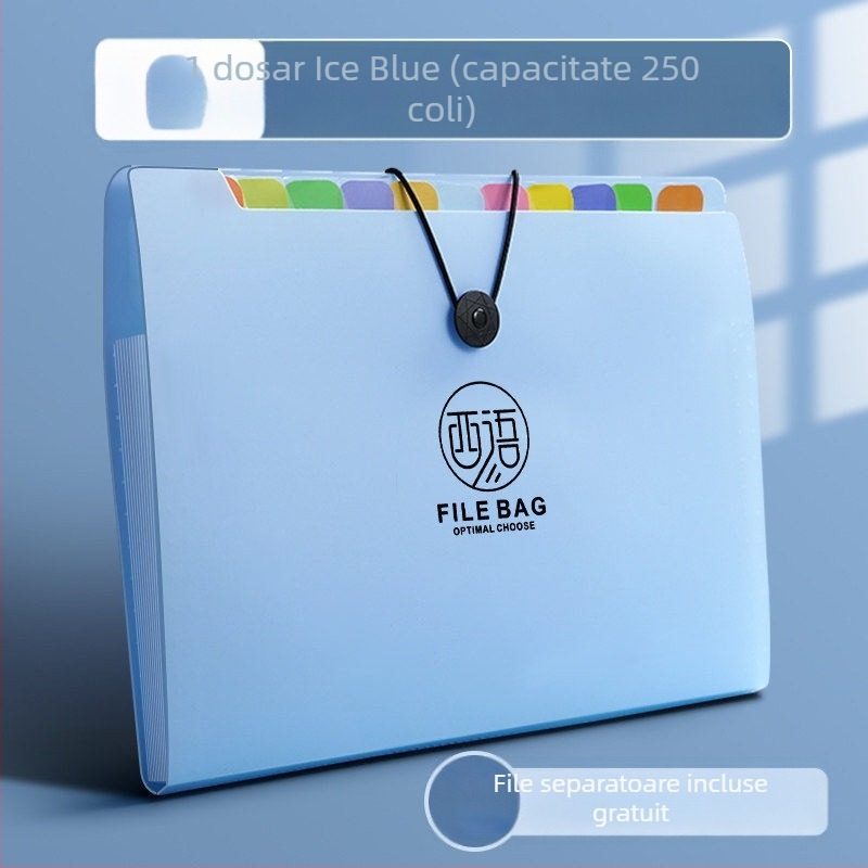 Dosar acordeon A4 pentru birou, organizator pentru lucrări ale elevilor, capacitate mare
