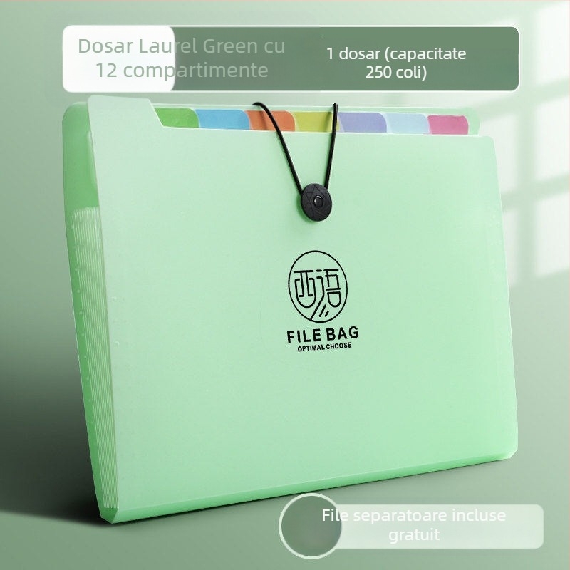 Dosar acordeon A4 pentru birou, organizator pentru lucrări ale elevilor, capacitate mare