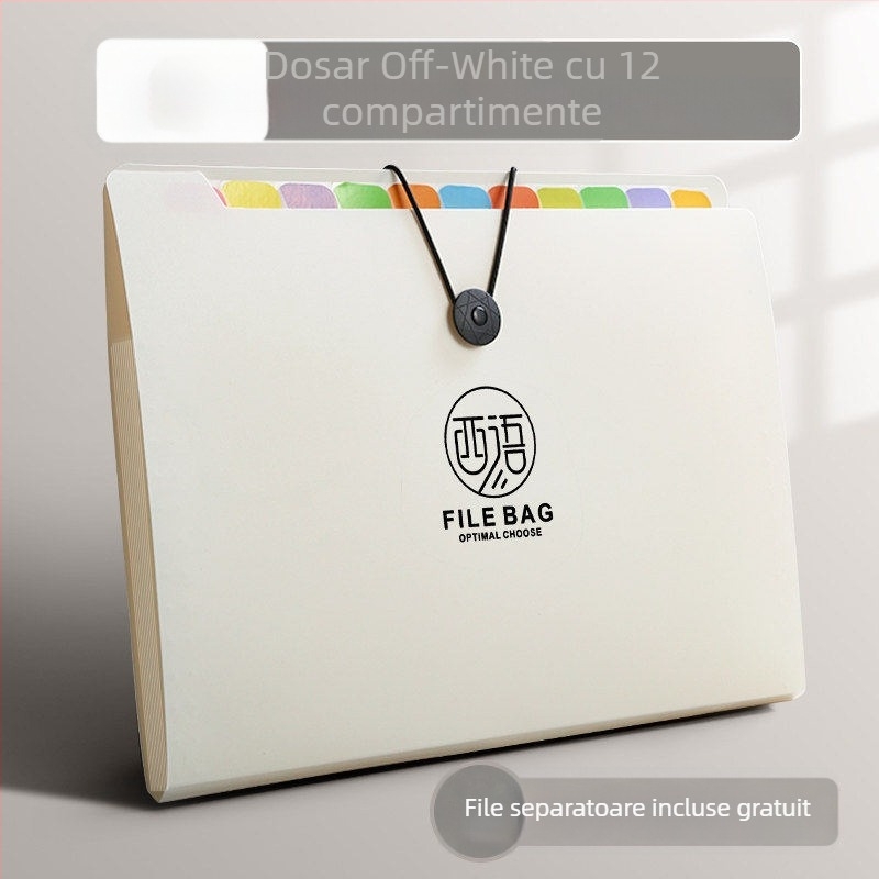 Dosar acordeon A4 pentru birou, organizator pentru lucrări ale elevilor, capacitate mare