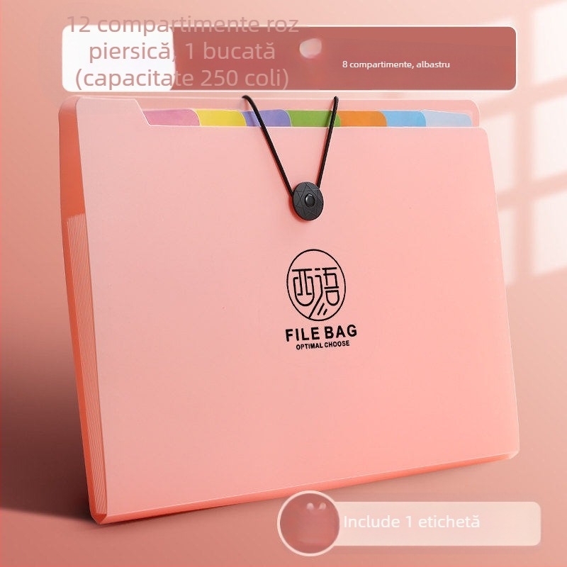 Dosar acordeon A4 pentru birou, organizator pentru lucrări ale elevilor, capacitate mare