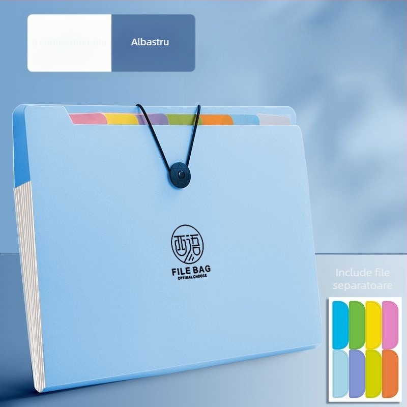Dosar acordeon A4 pentru birou, organizator pentru lucrări ale elevilor, capacitate mare