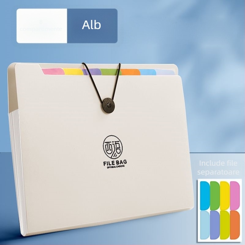 Dosar acordeon A4 pentru birou, organizator pentru lucrări ale elevilor, capacitate mare
