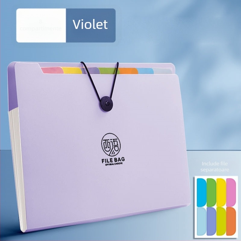Dosar acordeon A4 pentru birou, organizator pentru lucrări ale elevilor, capacitate mare