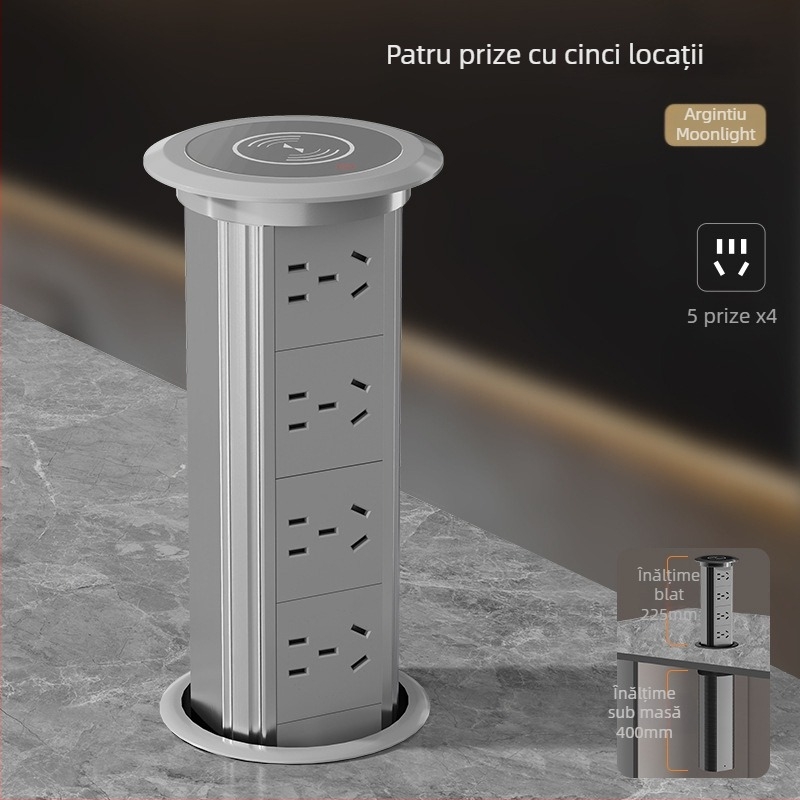 Prelungitor încorporat reglabil pe înălțime pentru birou și blat insulă