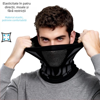 Mască tricotată din nylon pentru ciclism, toamnă–iarna, guler respirabil, fără cusături, pentru toate anotimpurile.