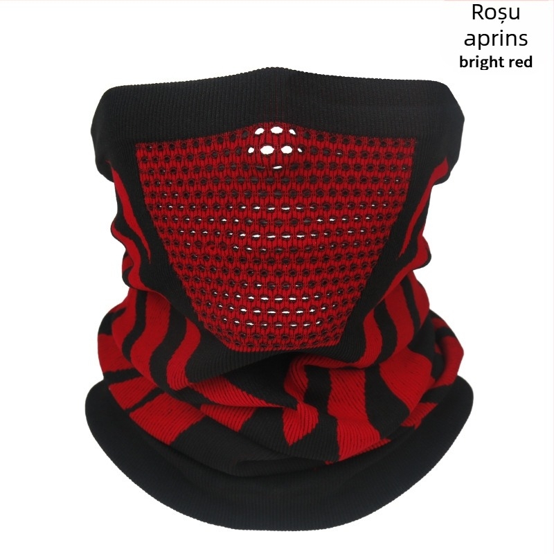 Mască tricotată din nylon pentru ciclism, toamnă–iarna, guler respirabil, fără cusături, pentru toate anotimpurile.