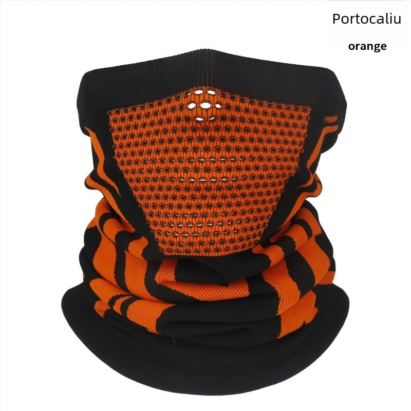 Mască tricotată din nylon pentru ciclism, toamnă–iarna, guler respirabil, fără cusături, pentru toate anotimpurile.
